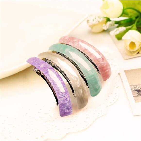 12pcs Retro Acrylic Hair Barrettes Automatic Large Hair Clip Elegant French - Picture 13 of 14